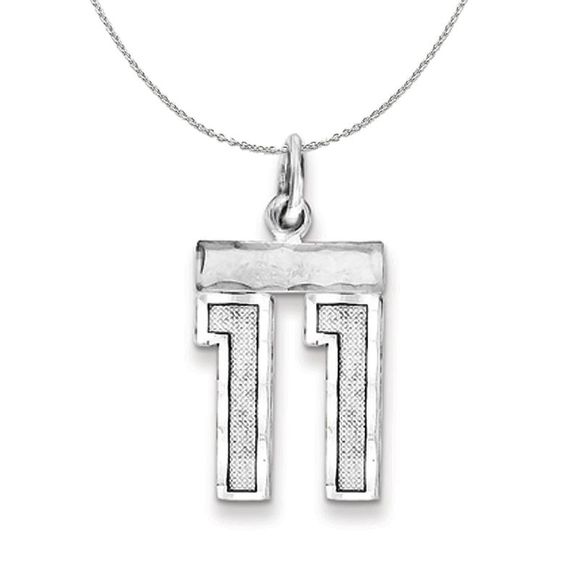 Silver, Varsity Collection, Small D/C Number 11 Necklace - 20 In - Picture 1 of 7